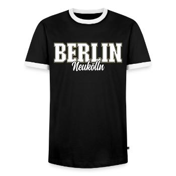 Berlin Neukölln - Männer Kontrast-T-Shirt - Schwarz/Weiß - Vorne - AI Model Female 172 light (172cm) & AI Model Male 178 light (178cm)