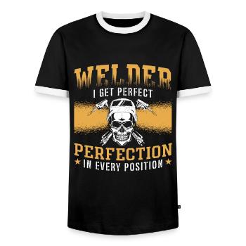 Soudeur J’obtiens une carrière de soudage parfaite Weld Metal - T-shirt contrasté Homme - noir/blanc - Devant - AI Model Female 172 light (172cm) & AI Model Male 178 light (178cm)