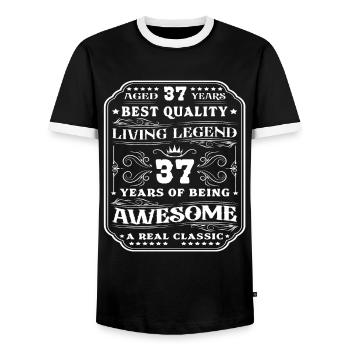 37 Geburtstag 37 Jahre Mann 37 jahre legende 37 - Männer Kontrast-T-Shirt - Schwarz/Weiß - Vorne - AI Model Female 172 light (172cm) & AI Model Male 178 light (178cm)