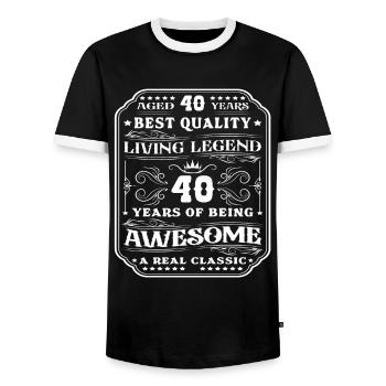 40 anniversaire 40 ans homme 40 ans légendaire 40 - T-shirt contrasté Homme - noir/blanc - Devant - AI Model Female 172 light (172cm) & AI Model Male 178 light (178cm)