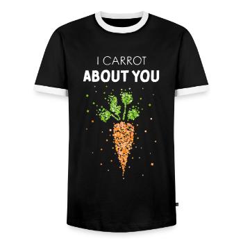 I carrot about you Karotte Kostümersatz Karneval - Männer Kontrast-T-Shirt - Schwarz/Weiß - Vorne - AI Model Female 172 light (172cm) & AI Model Male 178 light (178cm)