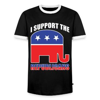 Republican Usa Support - Men's Ringer Shirt - black/white - Front - AI Model Female 172 light (172cm) & AI Model Male 178 light (178cm)