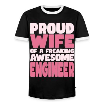 Stolze Ehefrau Eines Verdammt Guten Ingenieurs - Männer Kontrast-T-Shirt - Schwarz/Weiß - Vorne - AI Model Female 172 light (172cm) & AI Model Male 178 light (178cm)