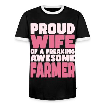 Proud Wife of A Damn Good Farmer - Men's Ringer Shirt - black/white - Front - AI Model Female 172 light (172cm) & AI Model Male 178 light (178cm)