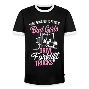 Certified Forklift Truck Operator - Männer Kontrast-T-Shirt - Schwarz/Weiß - Vorne - AI Model Female 172 light (172cm) & AI Model Male 178 light (178cm)