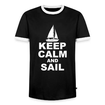 Keep calm and sail captain, sailor skipper sailor - Men's Ringer Shirt - black/white - Front - AI Model Female 172 light (172cm) & AI Model Male 178 light (178cm)