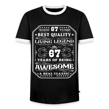 67 birthday 67 years man 67 years legendary 67 - Men's Ringer Shirt - black/white - Front - AI Model Female 172 light (172cm) & AI Model Male 178 light (178cm)