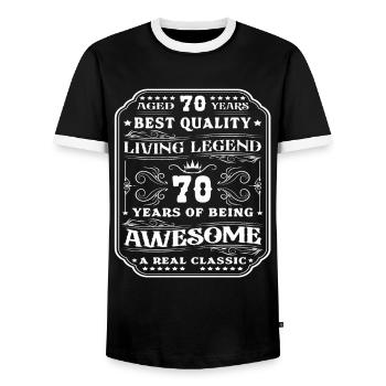70 birthday 70 years man 70 years legendary 70 - Men's Ringer Shirt - black/white - Front - AI Model Female 172 light (172cm) & AI Model Male 178 light (178cm)