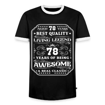 78 birthday 78 years man 78 years legendary 78 - Men's Ringer Shirt - black/white - Front - AI Model Female 172 light (172cm) & AI Model Male 178 light (178cm)