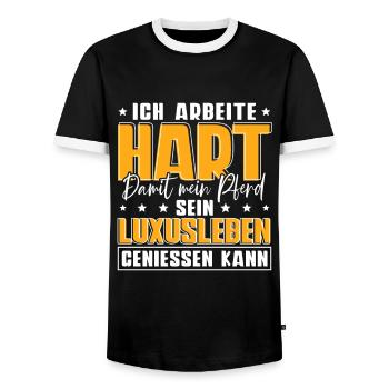 Ich Arbeite Hart Damit Mein Pferd - Männer Kontrast-T-Shirt - Schwarz/Weiß - Vorne - AI Model Female 172 light (172cm) & AI Model Male 178 light (178cm)