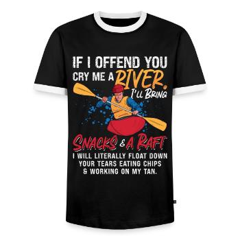 Rafting If I Offend You Kayak Paddling Canoe Raft - Men's Ringer Shirt - black/white - Front - AI Model Female 172 light (172cm) & AI Model Male 178 light (178cm)