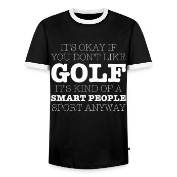 Golf Player Saying Gift Idea - Men's Ringer Shirt - black/white - Front - AI Model Female 172 light (172cm) & AI Model Male 178 light (178cm)