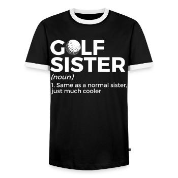 Golf Player Saying Gift Idea - Men's Ringer Shirt - black/white - Front - AI Model Female 172 light (172cm) & AI Model Male 178 light (178cm)