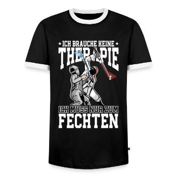 Fechten - Männer Kontrast-T-Shirt - Schwarz/Weiß - Vorne - AI Model Female 172 light (172cm) & AI Model Male 178 light (178cm)