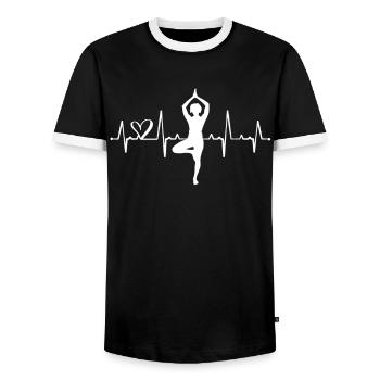 Yoga - T-shirt contrasté Homme - noir/blanc - Devant - AI Model Female 172 light (172cm) & AI Model Male 178 light (178cm)
