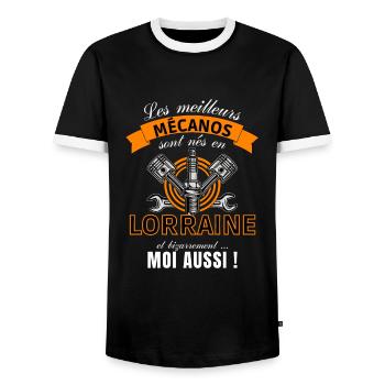 Cadeau Homme Mécanicien Lorrain Anniversaire Noel - T-shirt contrasté Homme - noir/blanc - Devant - AI Model Female 172 light (172cm) & AI Model Male 178 light (178cm)