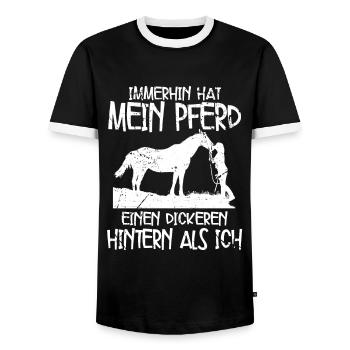 Pferde - Männer Kontrast-T-Shirt - Schwarz/Weiß - Vorne - AI Model Female 172 light (172cm) & AI Model Male 178 light (178cm)