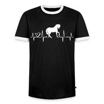 Chevaux - T-shirt contrasté Homme - noir/blanc - Devant - AI Model Female 172 light (172cm) & AI Model Male 178 light (178cm)