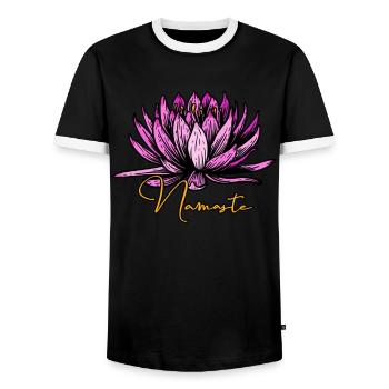 Yoga Namaste - Männer Kontrast-T-Shirt - Schwarz/Weiß - Vorne - AI Model Female 172 light (172cm) & AI Model Male 178 light (178cm)
