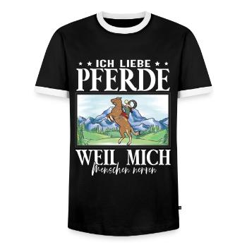 Ich liebe Pferde - Männer Kontrast-T-Shirt - Schwarz/Weiß - Vorne - AI Model Female 172 light (172cm) & AI Model Male 178 light (178cm)