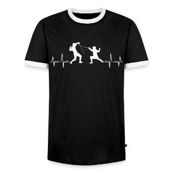 Fencing - Men's Ringer Shirt - black/white - Front - AI Model Female 172 light (172cm) & AI Model Male 178 light (178cm)