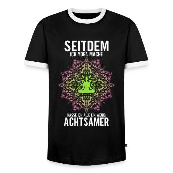 Seitdem Ich Yoga Mache - Männer Kontrast-T-Shirt - Schwarz/Weiß - Vorne - AI Model Female 172 light (172cm) & AI Model Male 178 light (178cm)