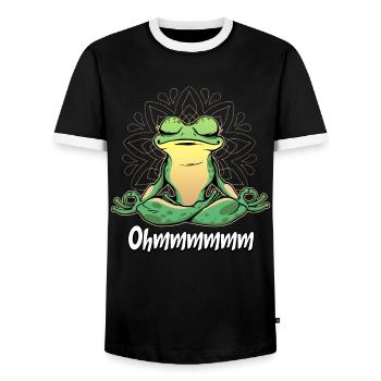 Yoga Frosch - Männer Kontrast-T-Shirt - Schwarz/Weiß - Vorne - AI Model Female 172 light (172cm) & AI Model Male 178 light (178cm)