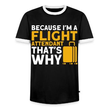 Flugbegleiter Stewardess Cabin Crew - Männer Kontrast-T-Shirt - Schwarz/Weiß - Vorne - AI Model Female 172 light (172cm) & AI Model Male 178 light (178cm)