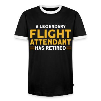 Flugbegleiter Stewardess Cabin Crew - Männer Kontrast-T-Shirt - Schwarz/Weiß - Vorne - AI Model Female 172 light (172cm) & AI Model Male 178 light (178cm)