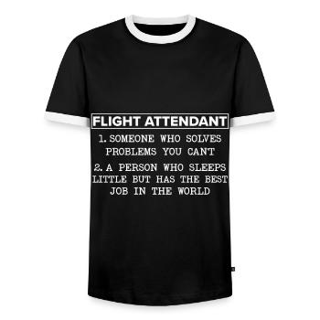 Flugbegleiter Stewardess Cabin Crew - Männer Kontrast-T-Shirt - Schwarz/Weiß - Vorne - AI Model Female 172 light (172cm) & AI Model Male 178 light (178cm)