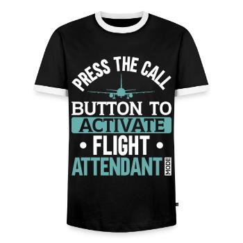 Flugbegleiter Stewardess Cabin Crew - Männer Kontrast-T-Shirt - Schwarz/Weiß - Vorne - AI Model Female 172 light (172cm) & AI Model Male 178 light (178cm)