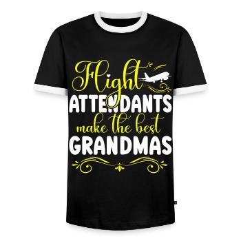 Flugbegleiter Stewardess Cabin Crew - Männer Kontrast-T-Shirt - Schwarz/Weiß - Vorne - AI Model Female 172 light (172cm) & AI Model Male 178 light (178cm)