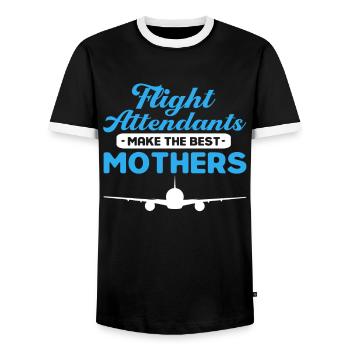 Flugbegleiter Stewardess Cabin Crew - Männer Kontrast-T-Shirt - Schwarz/Weiß - Vorne - AI Model Female 172 light (172cm) & AI Model Male 178 light (178cm)