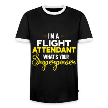 Flugbegleiter Stewardess Cabin Crew - Männer Kontrast-T-Shirt - Schwarz/Weiß - Vorne - AI Model Female 172 light (172cm) & AI Model Male 178 light (178cm)