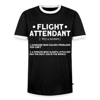 Flugbegleiter Stewardess Cabin Crew - Männer Kontrast-T-Shirt - Schwarz/Weiß - Vorne - AI Model Female 172 light (172cm) & AI Model Male 178 light (178cm)