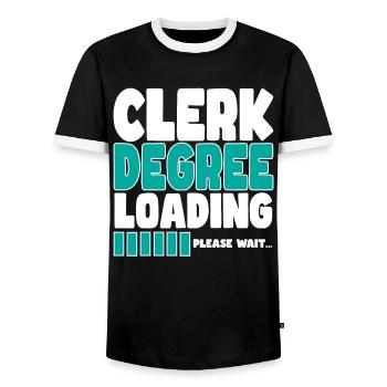 Clerk invites training - Men's Ringer Shirt - black/white - Front - AI Model Female 172 light (172cm) & AI Model Male 178 light (178cm)