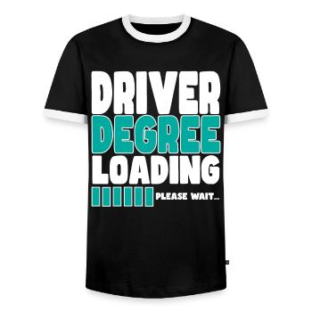 Le conducteur invite à la formation - T-shirt contrasté Homme - noir/blanc - Devant - AI Model Female 172 light (172cm) & AI Model Male 178 light (178cm)