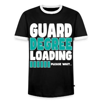 Un agent de sécurité invite à la formation - T-shirt contrasté Homme - noir/blanc - Devant - AI Model Female 172 light (172cm) & AI Model Male 178 light (178cm)