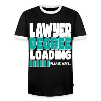Lawyer invites training - Men's Ringer Shirt - black/white - Front - AI Model Female 172 light (172cm) & AI Model Male 178 light (178cm)