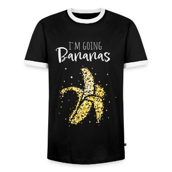 Going Bananas Banana Costume Replacement Carnival - Men's Ringer Shirt - black/white - Front - AI Model Female 172 light (172cm) & AI Model Male 178 light (178cm)
