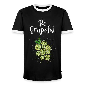 Be Grapeful Grape Costume Replacement Carnival Carnival - Men's Ringer Shirt - black/white - Front - AI Model Female 172 light (172cm) & AI Model Male 178 light (178cm)