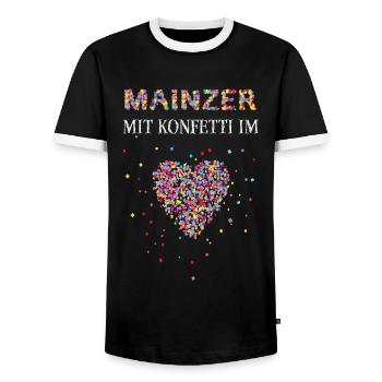 Mainzer Konfetti im Herz Karneval Fasnacht Mainz - Männer Kontrast-T-Shirt - Schwarz/Weiß - Vorne - AI Model Female 172 light (172cm) & AI Model Male 178 light (178cm)