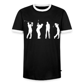 Golf Player Saying Gift Idea - Men's Ringer Shirt - black/white - Front - AI Model Female 172 light (172cm) & AI Model Male 178 light (178cm)