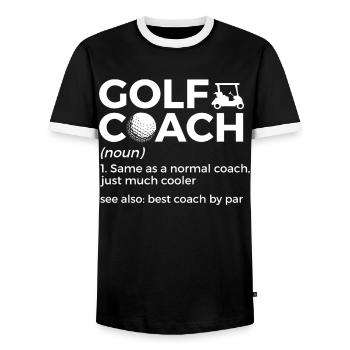 Golf Player Saying Gift Idea - Men's Ringer Shirt - black/white - Front - AI Model Female 172 light (172cm) & AI Model Male 178 light (178cm)