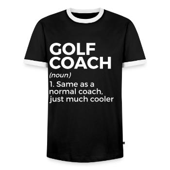 Golf Player Saying Gift Idea - Men's Ringer Shirt - black/white - Front - AI Model Female 172 light (172cm) & AI Model Male 178 light (178cm)