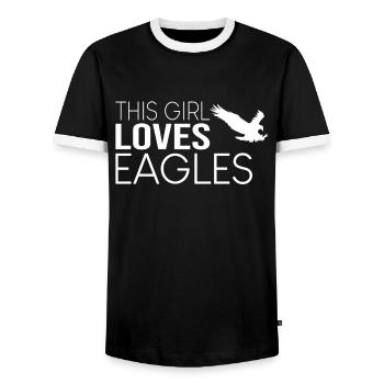 Cette fille aime les aigles - T-shirt contrasté Homme - noir/blanc - Devant - AI Model Female 172 light (172cm) & AI Model Male 178 light (178cm)