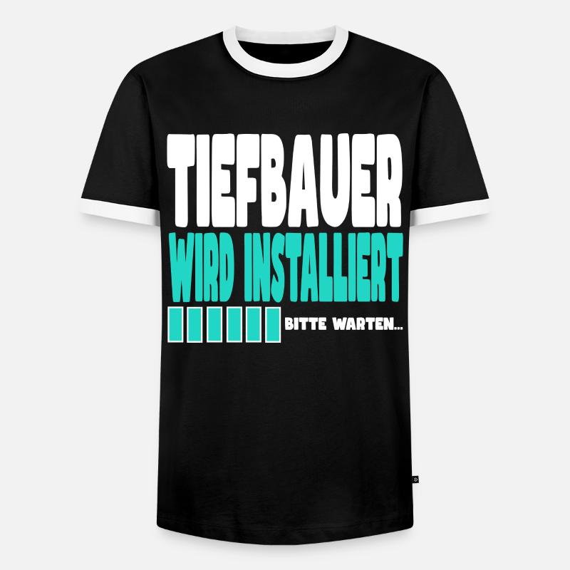 Tiefbauer wird installiert - Männer Kontrast-T-Shirt - Schwarz/Weiß
