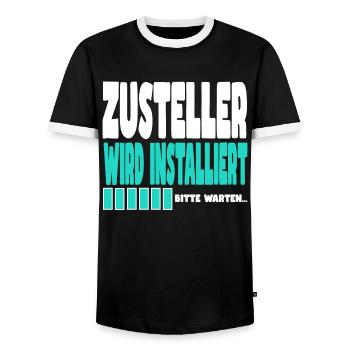 Zusteller wird installiert - Männer Kontrast-T-Shirt - Schwarz/Weiß - Vorne - AI Model Female 172 light (172cm) & AI Model Male 178 light (178cm)