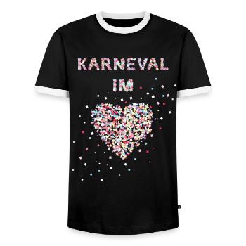 Karneval im Herzen Fastelovend Weiberfasnacht Narr - Männer Kontrast-T-Shirt - Schwarz/Weiß - Vorne - AI Model Female 172 light (172cm) & AI Model Male 178 light (178cm)