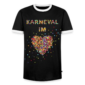 Karneval im Herzen Fastelovend Konfetti Jeck - Männer Kontrast-T-Shirt - Schwarz/Weiß - Vorne - AI Model Female 172 light (172cm) & AI Model Male 178 light (178cm)